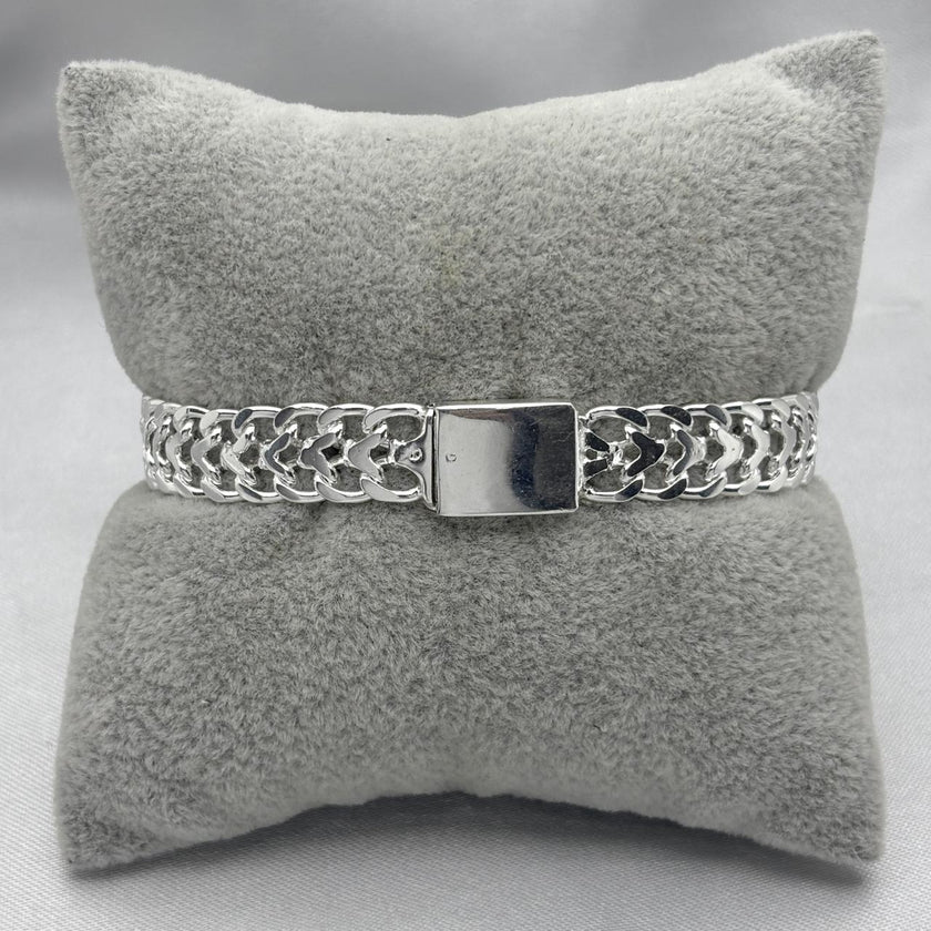#ESC266 - Esclava Petatillo/Doble Cubana Diamantado Aleatorio Plata - 9mm - B10/25.1