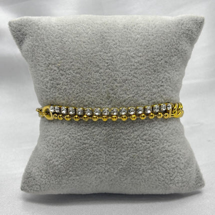 #PAL173 - Pulsera Barbada Con Zirconia Oro Laminado 18k - LB040/