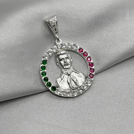 #D636 - Dije Malverde Con Zirconia Plata - A10/8.6