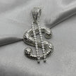 #D641 - Dije De Signo de Dólar Con Zirconia Plata - C12/14.2