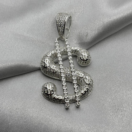 #D641 - Dije De Signo de Dólar Con Zirconia Plata - C12/14.2