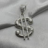 #D641 - Dije De Signo de Dólar Con Zirconia Plata - C12/14.2