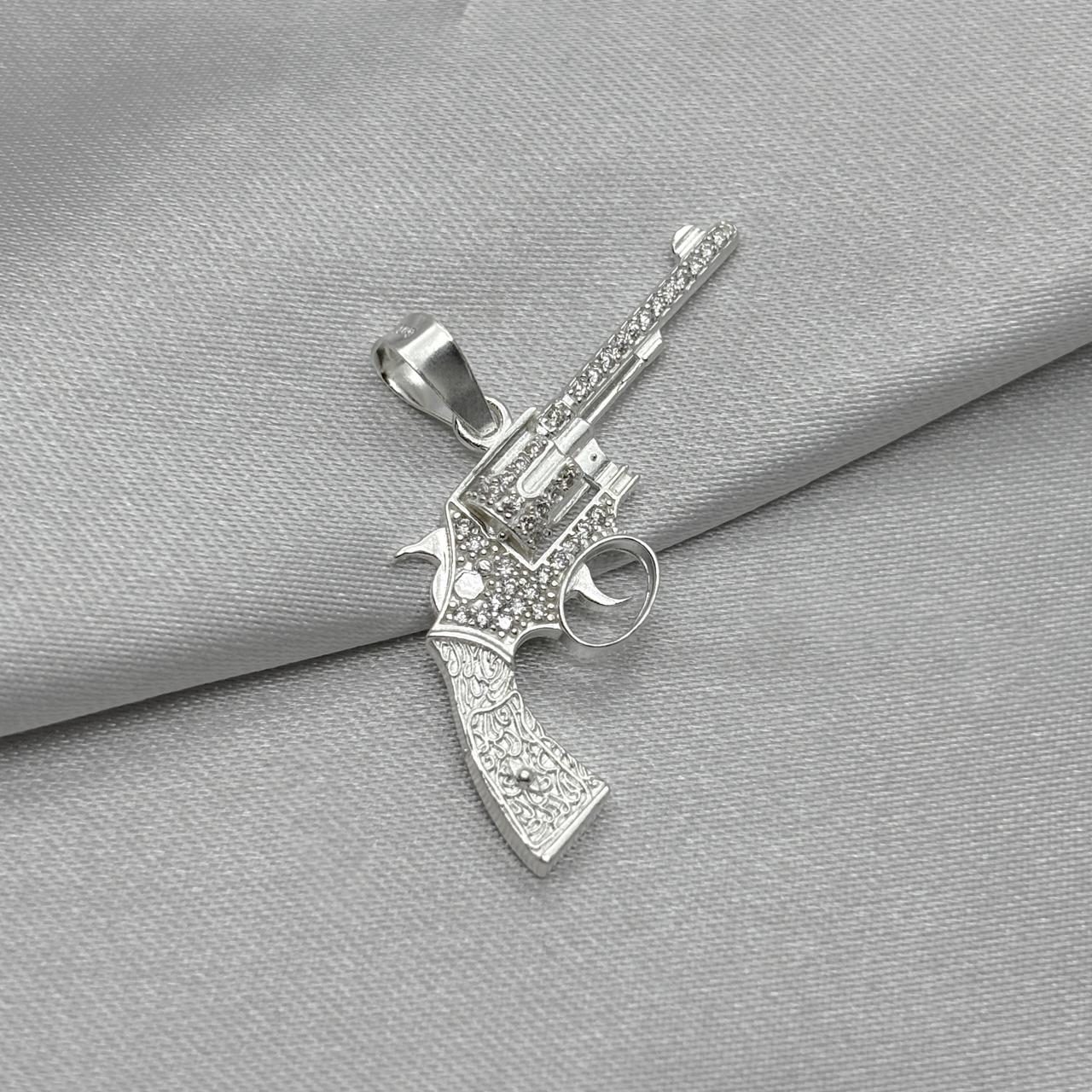 #D646 - Dije Revolver Con Zirconia Plata - B12/2.6