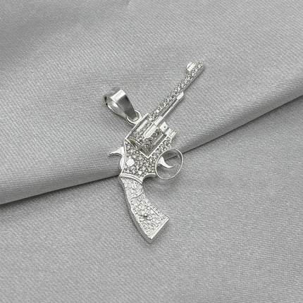 #D646 - Dije Revolver Con Zirconia Plata - B12/2.6