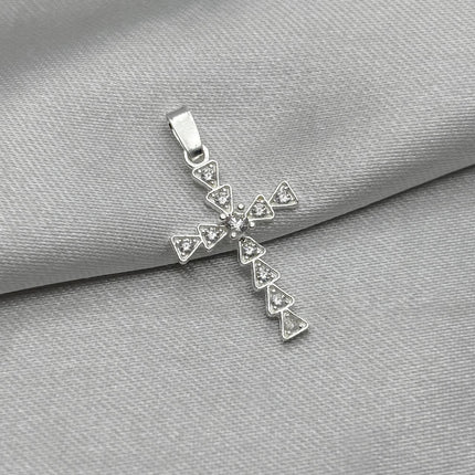 #D661 - Dije De Cruz Con Zirconia Plata - B12/0.9