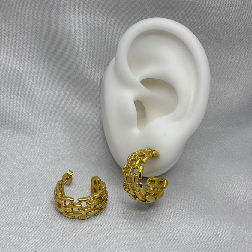 #ARL163 - Arete Con Tejido Cuadrado Oro Laminado 18k - LB040/
