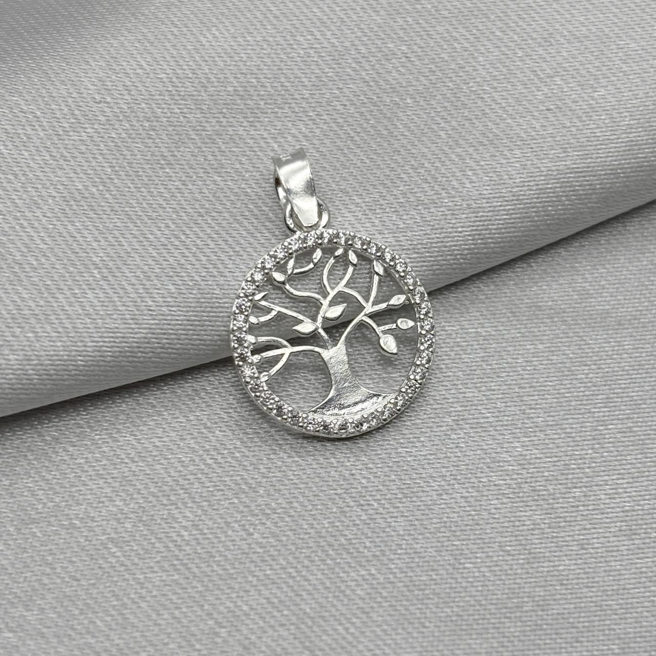 #D656 - Dije Árbol De La Vida Con Zirconia Plata - B12/1.2