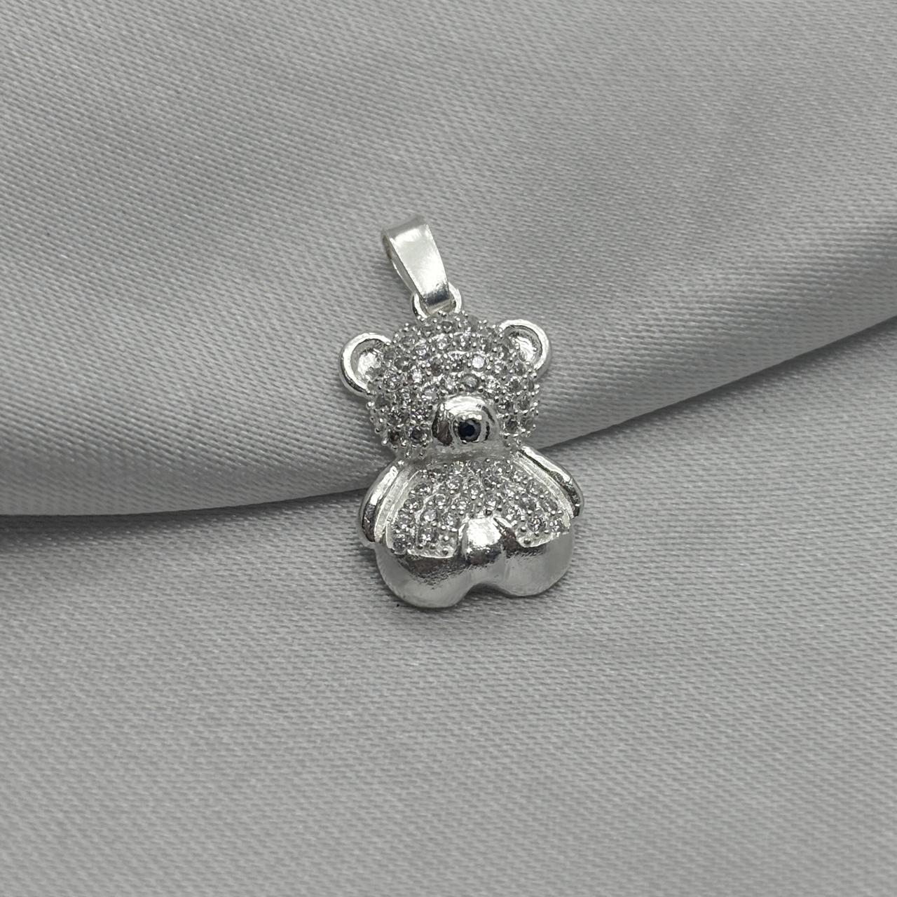 #D654 - Dije Osito Con Zirconia Plata - B12/2.1