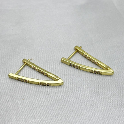 #ARL159 - Arete Triangular Piedra Zirconia Oro Laminado 18k - LB025/