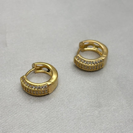 #HOL172 - Huggies Circular Piedra Zirconia Oro Laminado 18k - LB035/