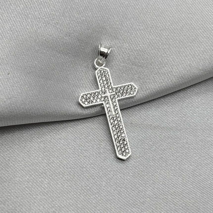 #D645 - Dije De Cruz Con Zirconia Plata - B12/1.8
