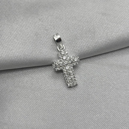 #D644 - Dije Cruz Con Zirconia Plata - B12/1.2