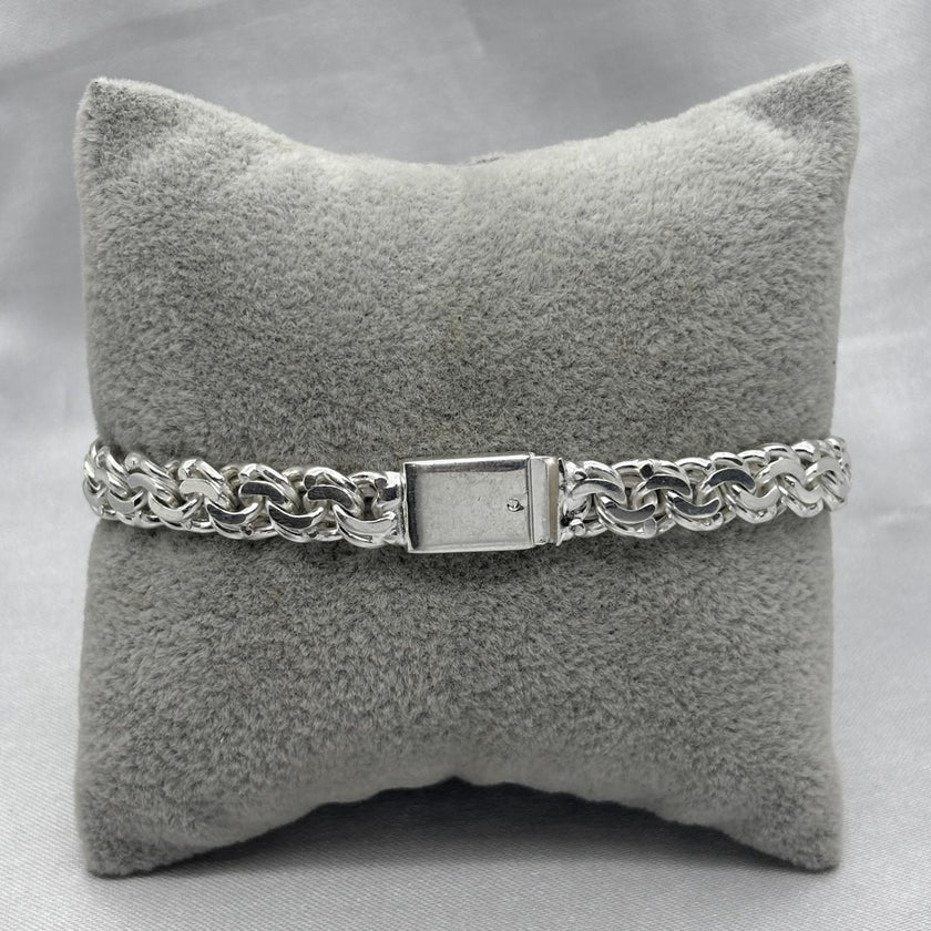 #PO227 - Pulso Tejido Chino  Plata -  8 mm -  A07/28.4