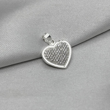 #D675 - Dije Corazón Con Zirconia Plata - B12/1.4