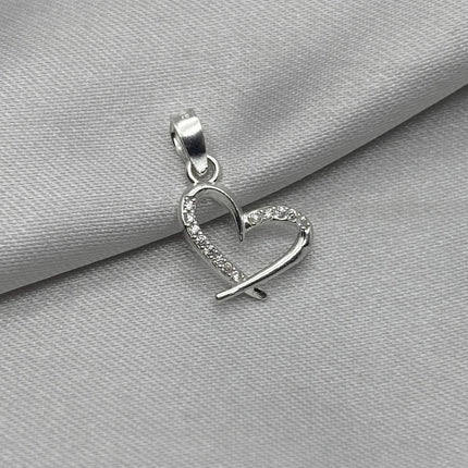 #D676 - Dije Dibujo De Corazón Con Zirconia Plata - B12/0.7