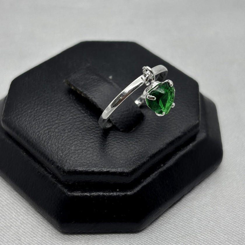 #AD479 - Anillo Corazón Colgante Con Zirconia Plata - A09/1.4