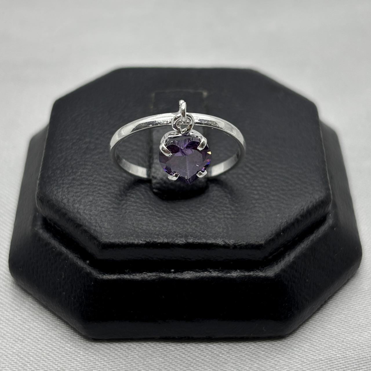 #AD479 - Anillo Corazón Colgante Con Zirconia Plata - A09/1.4