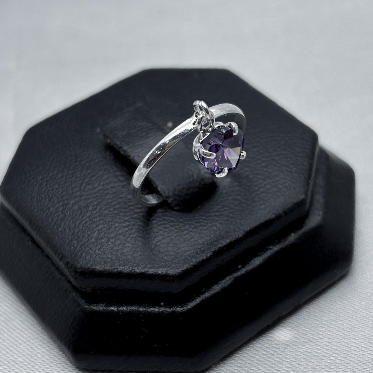 #AD479 - Anillo Corazón Colgante Con Zirconia Plata - A09/1.4
