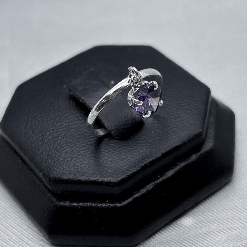 #AD479 - Anillo Corazón Colgante Con Zirconia Plata - A09/1.4