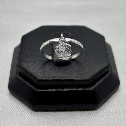 #AD479 - Anillo Corazón Colgante Con Zirconia Plata - A09/1.4