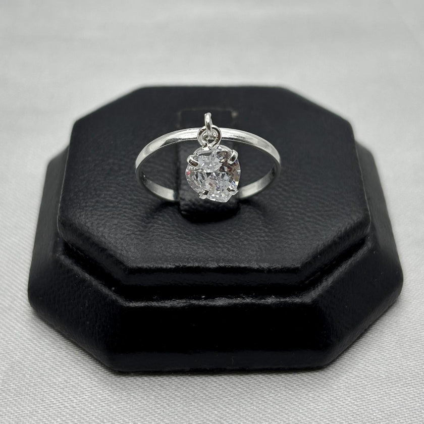 #AD479 - Anillo Corazón Colgante Con Zirconia Plata - A09/1.4