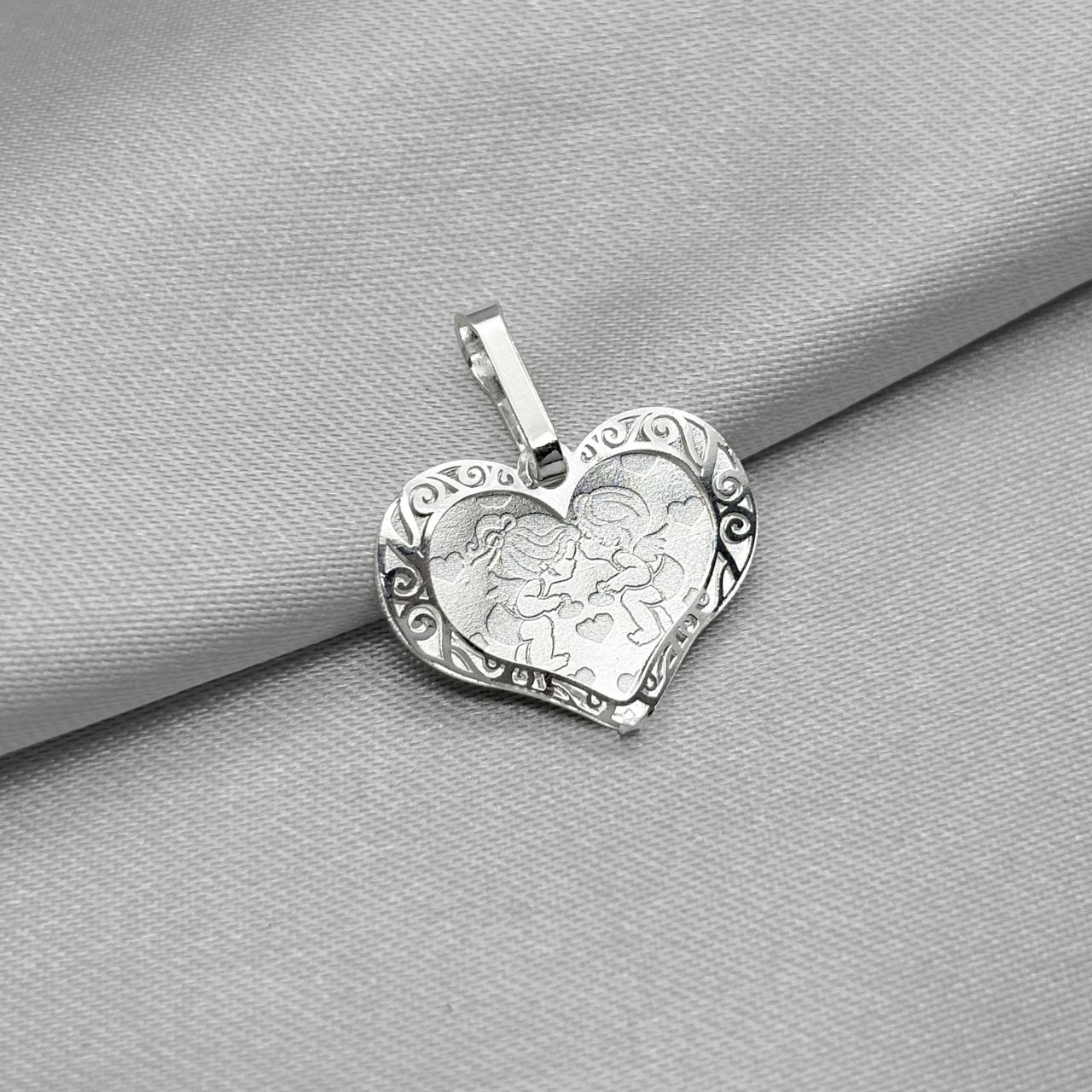 #D690 - Dije Corazón Querubines Plata - A17/0.9