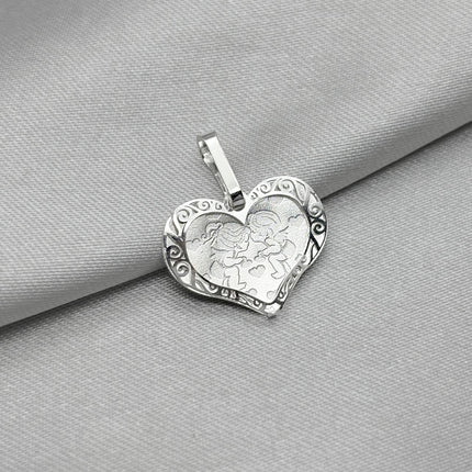 #D690 - Dije Corazón Querubines Plata - A17/0.9