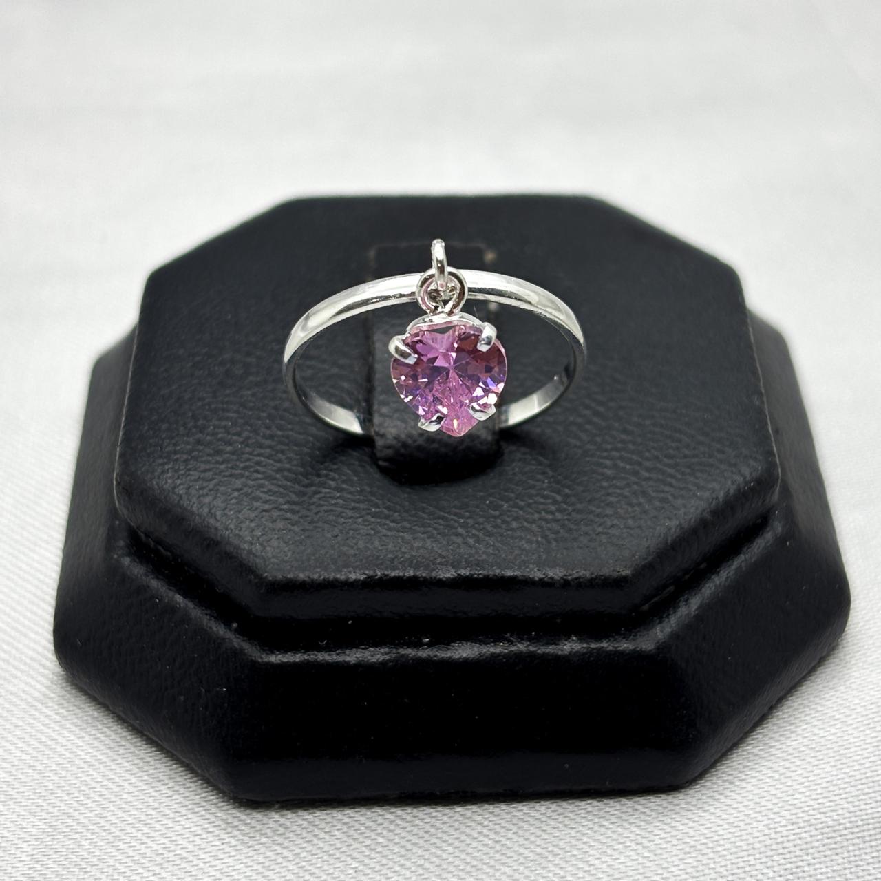 #AD479 - Anillo Corazón Colgante Con Zirconia Plata - A09/1.4