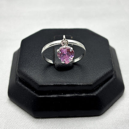 #AD479 - Anillo Corazón Colgante Con Zirconia Plata - A09/1.4