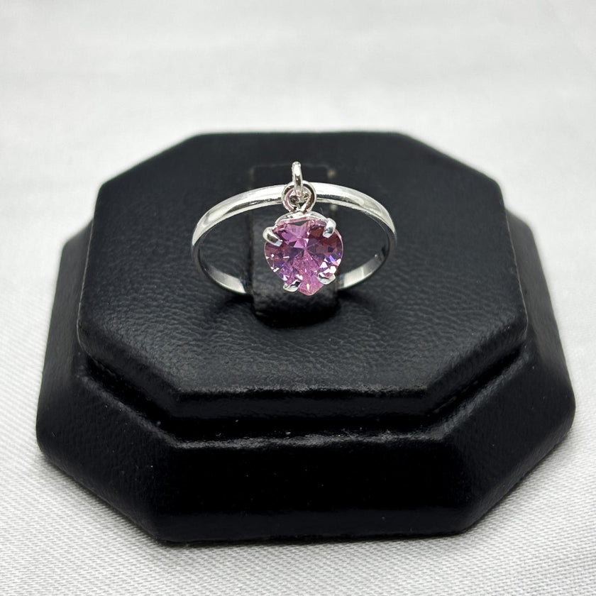 #AD479 - Anillo Corazón Colgante Con Zirconia Plata - A09/1.4