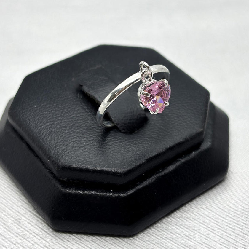 #AD479 - Anillo Corazón Colgante Con Zirconia Plata - A09/1.4