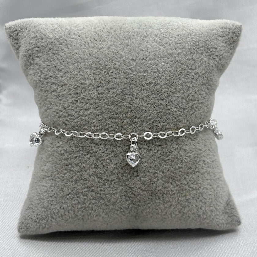 #PA510 - Pulsera Corazones Con Zirconia Plata - A10/2.5