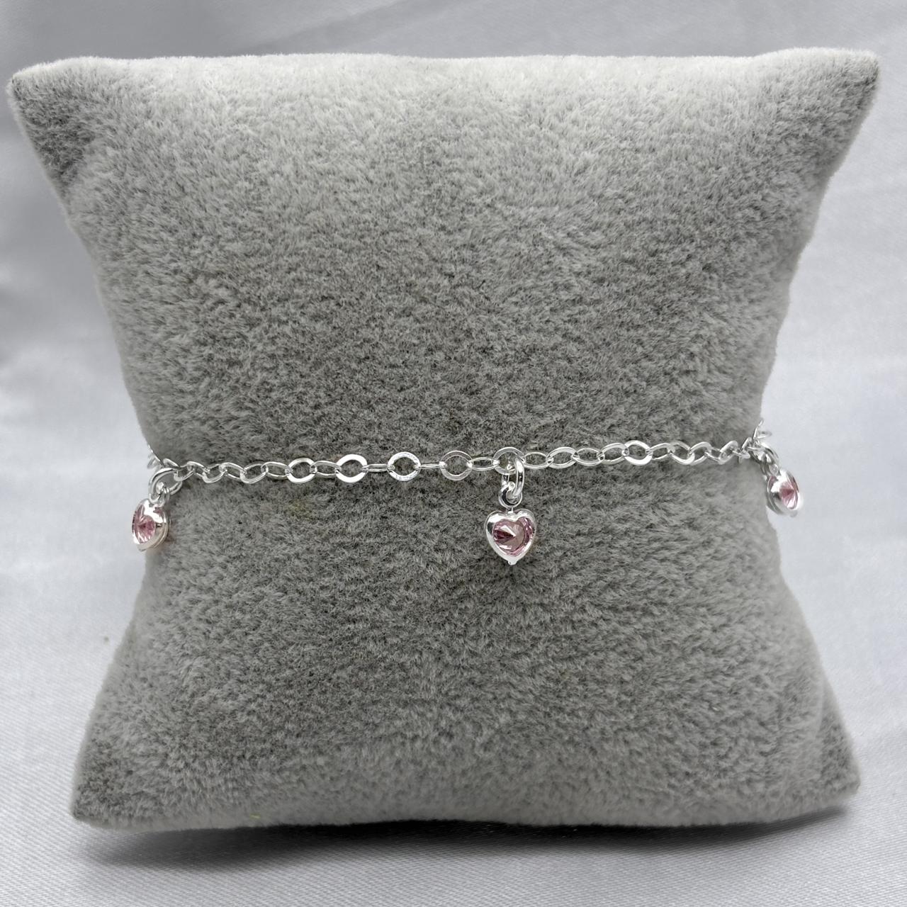 #PA510 - Pulsera Corazones Con Zirconia Plata - A10/2.5