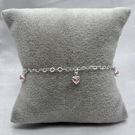 #PA510 - Pulsera Corazones Con Zirconia Plata - A10/2.5