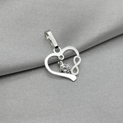 #D689 - Dije Corazón Infinito Zirconia Colgante Plata - A17/0.6