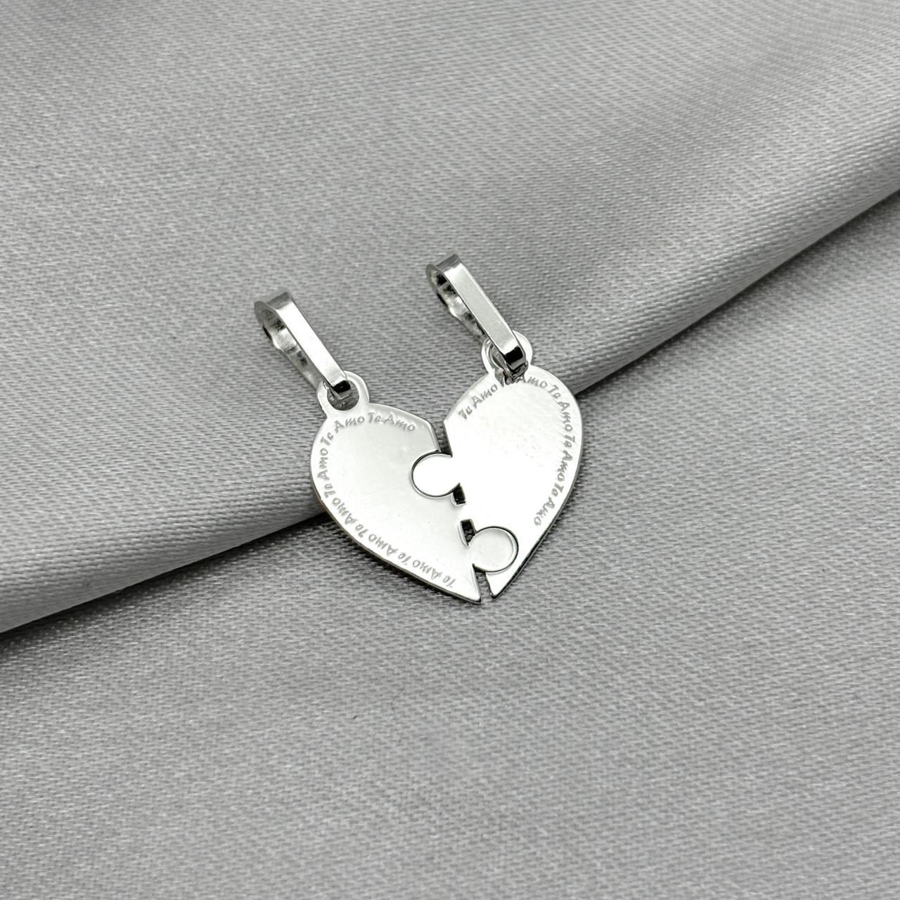 #D691 - Dije Dividido Corazón Rompe Cabezas Plata - A17/1.2