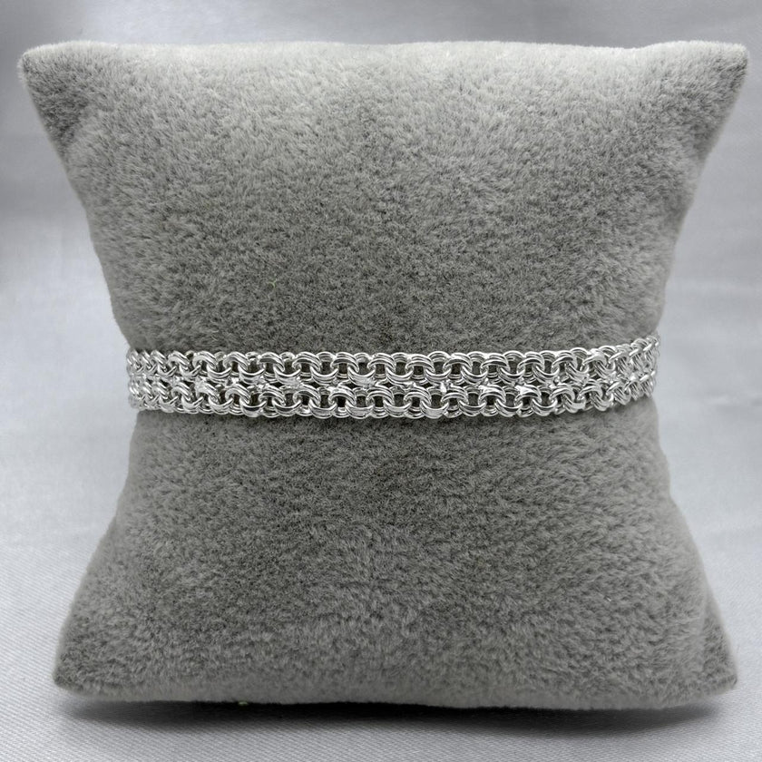 #PO232 - Pulso Doble Tejido Chino Corazón Plata - A09/12.1