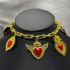 #GOL156 - Gargantilla Corazones Rojos Oro Laminado 18K/LA080