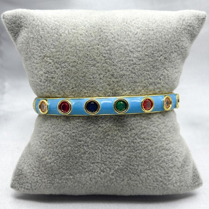 #PAL179 - Pulsera Rígida Esmaltada de Colores Oro Laminado 18K/LA070