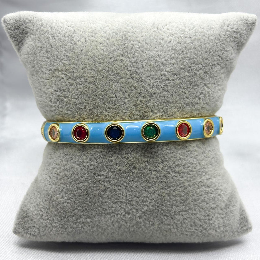 #PAL179 - Pulsera Rígida Esmaltada de Colores Oro Laminado 18K/LA070