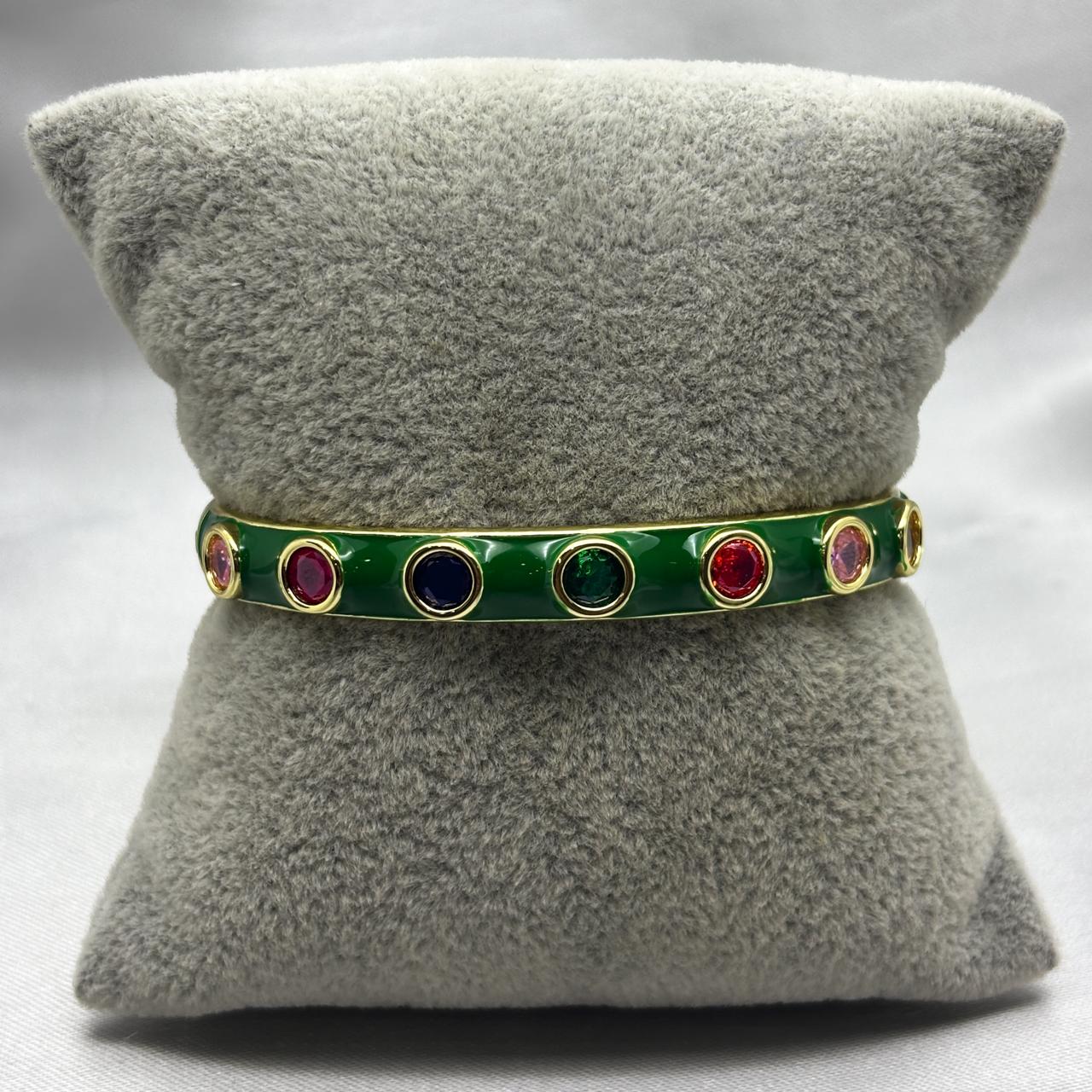 #PAL179 - Pulsera Rígida Esmaltada de Colores Oro Laminado 18K/LA070