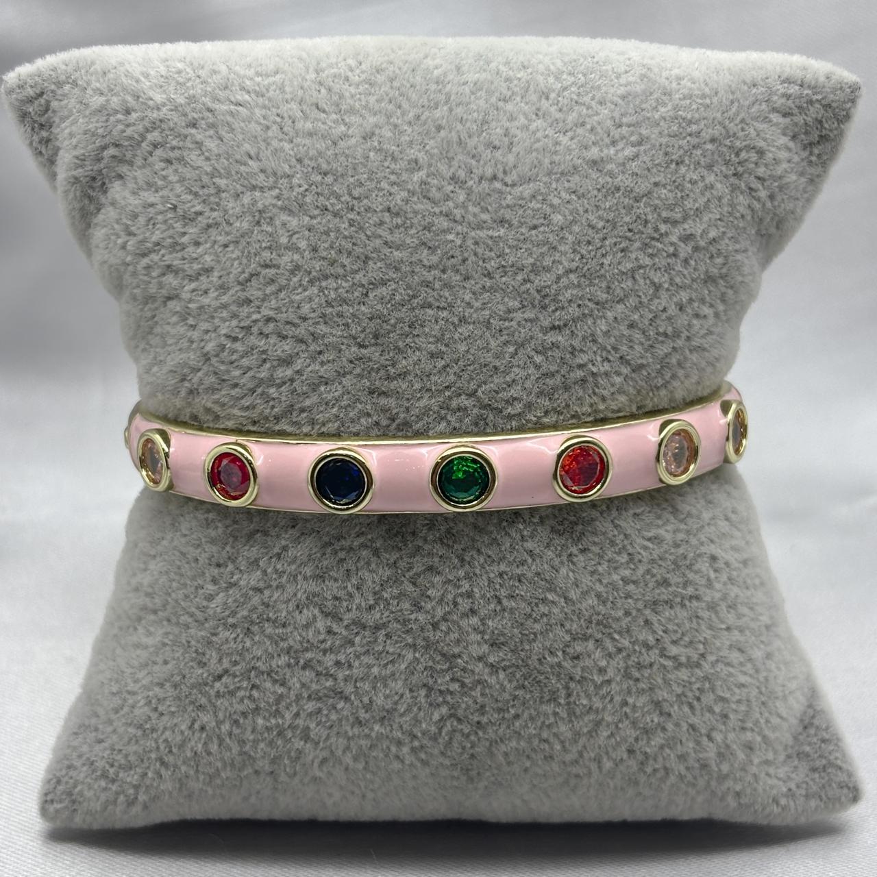 #PAL179 - Pulsera Rígida Esmaltada de Colores Oro Laminado 18K/LA070