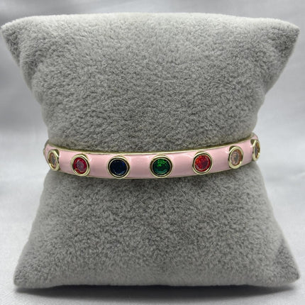 #PAL179 - Pulsera Rígida Esmaltada de Colores Oro Laminado 18K/LA070