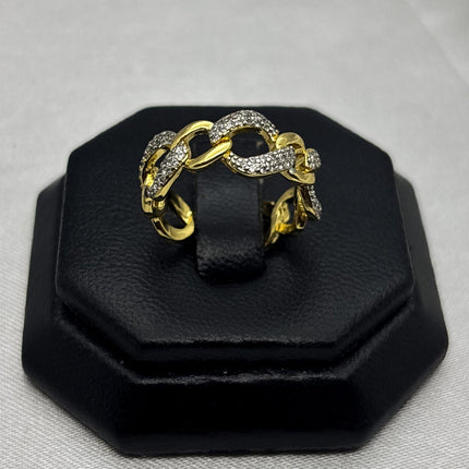 #AOL171 - Anillo Eslabón Con Piedra Zirconia Oro Laminado 18K/LA035