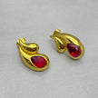 #ARL166 - Arete Gota Doble con Piedra Zirconia Oro Laminado 18K/LA035
