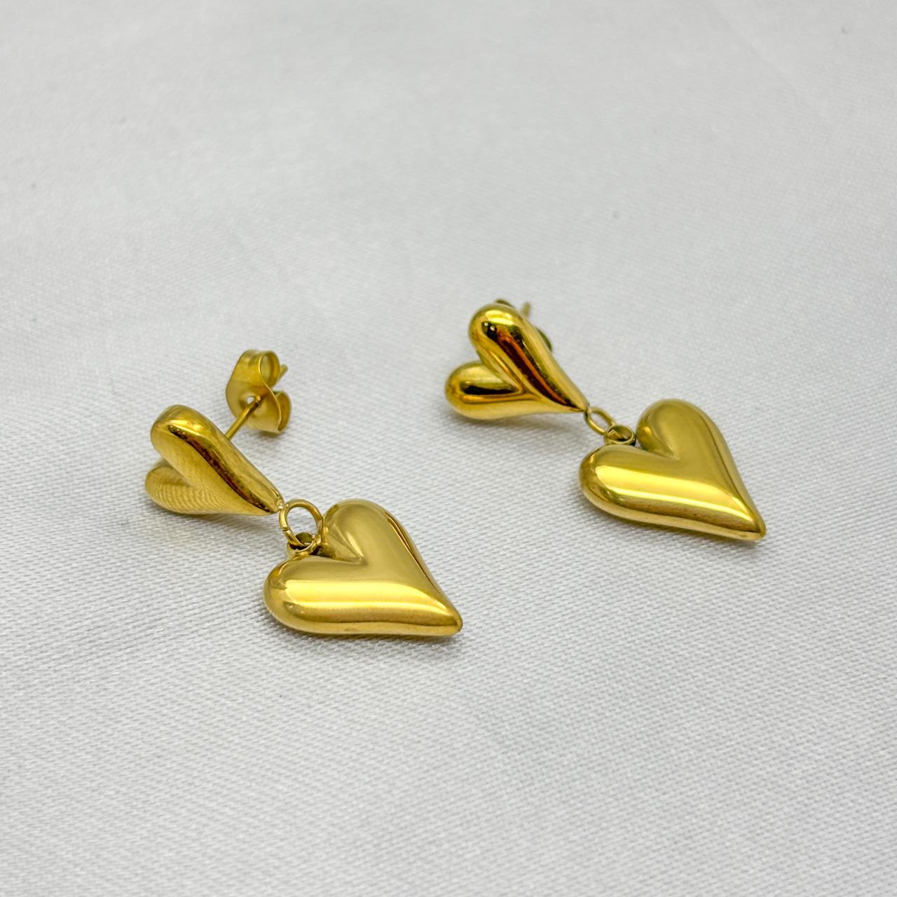 #ARL167 - Arete Corazón Colgante Oro Laminado 18K/LA030