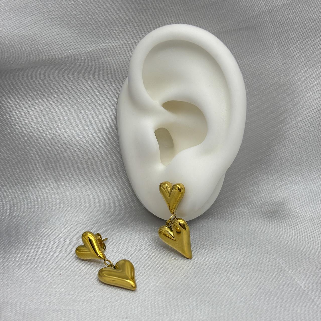 #ARL167 - Arete Corazón Colgante Oro Laminado 18K/LA030