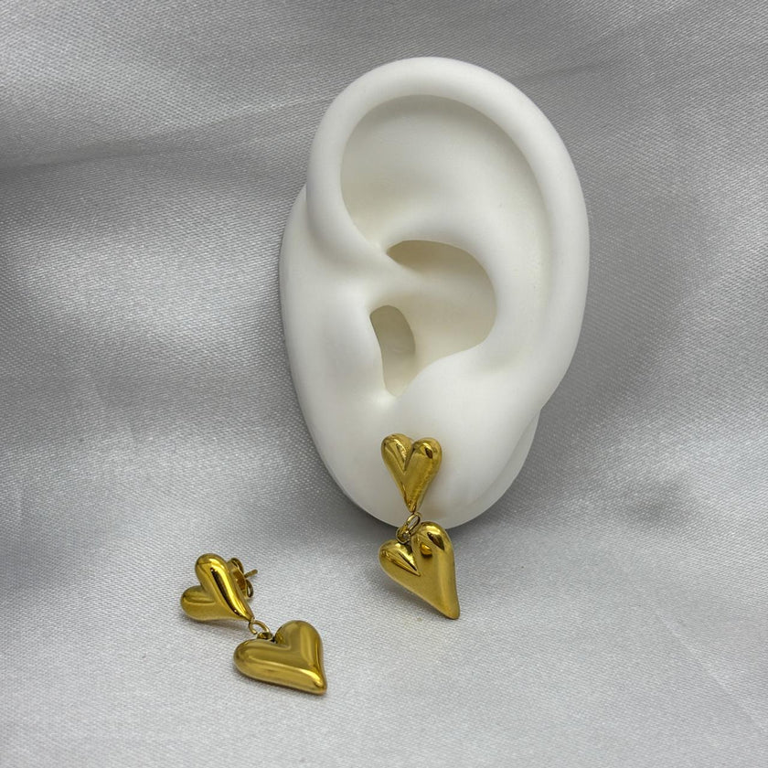 #ARL167 - Arete Corazón Colgante Oro Laminado 18K/LA030