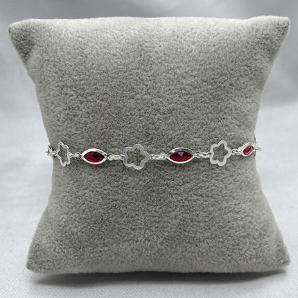#PA515 - Pulsera Corazón/Flor Con Zirconia Plata - A08/2.8