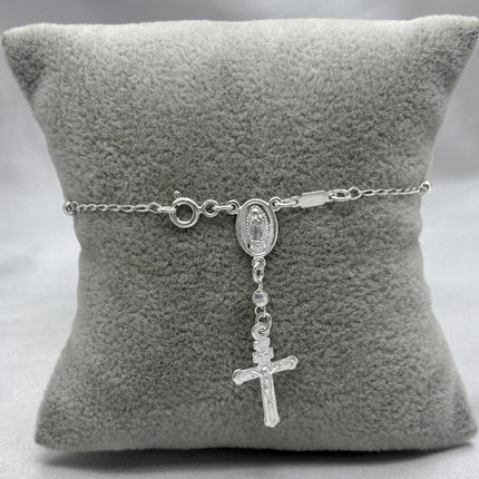 #MR152 - Misterio Virgen De Guadalupe Y Crucifijo Plata- 3 mm - Diamantada - A07/2.6